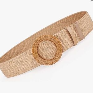 Rattan Straw Raffia Summer Belts for Women Elastic Stretch Woven